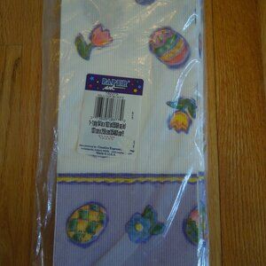 New Vintage Paper Art Easter Table Cover Disposable Tablecloth Flowers Eggs